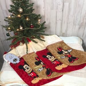 Set of 4 Disney Very Soft Micky and Minnie Stockings - 2 NWT 2 Like New